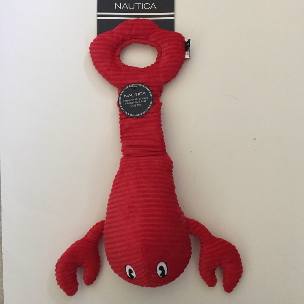 Nautica Dog Toy Red Plush Lobster Tug Toss Fetch Interactive Play